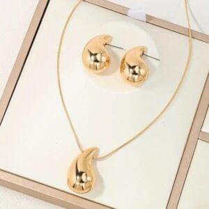 Golden Necklace & Earrings Set with Unique Design – Elegant Jewelry for Women | Kiswa Online Store