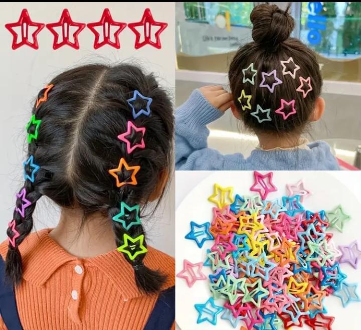 10 Pcs Colorful Star Hair Clips for Baby Girls – Cute & Secure Hair Accessories | Kiswa Online Store