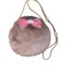 Round Velvet Baby Bag – Light Brown with Ribbon Design | Perfect for Moms | Kiswa Online Store