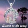 Silver Pendant Necklace with Unique Tree & Swing Design – Symbolic Jewelry for Women & Sisters