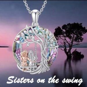 Silver Pendant Necklace with Unique Tree & Swing Design – Symbolic Jewelry for Women & Sisters